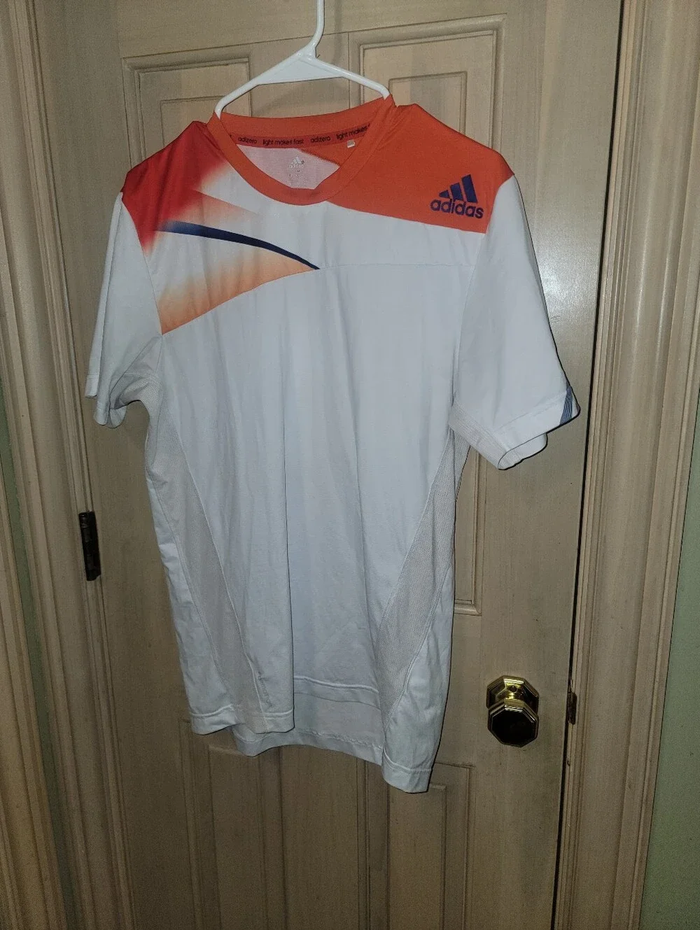 Mens Sz S Adidas Athletic Tennis Shirt Adizero Orange White